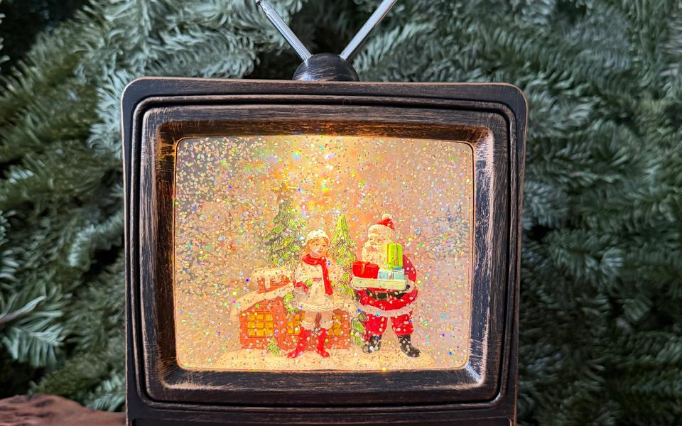 Фонарь "Бронзовый телевизор" с метелью и музыкой