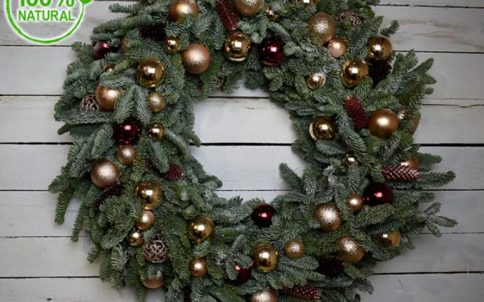 Венок новогодний рождественский "Куршевель" 30 см