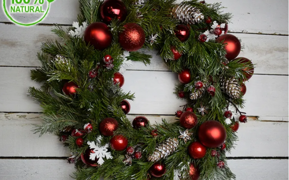 Венок новогодний рождественский "Лесная поляна" 30 см